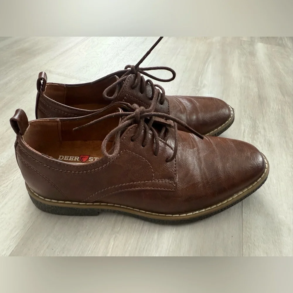 Deer Stags Boys' Zander Lace-up Dress Comfort Oxford Brown Dark Brown Sz 3 kids
